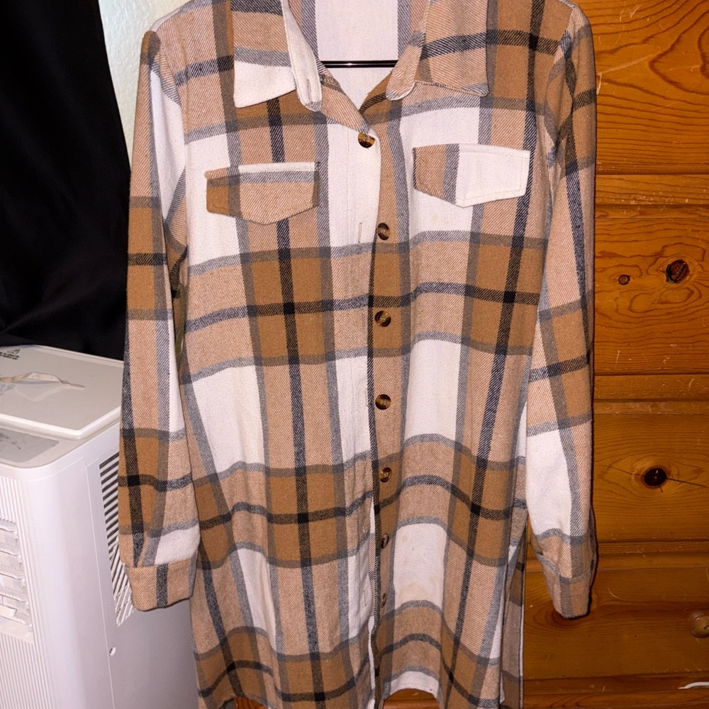 Plaid Button-Up Shirt Jacket